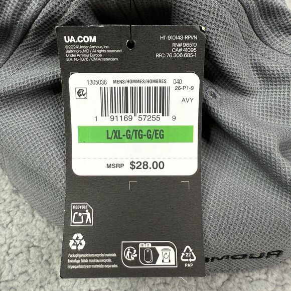 Under Armour Hat Cap Mens L/XL Gray Black Logo UA Blitzing 3.0 Stretch Fit NWT - Picture 8 of 9